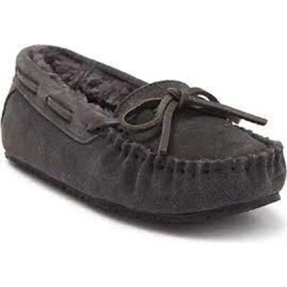 Minnetonka Baby's Petra Trapper Moccasin Charcoal Grey Slippers Size 5 NWT